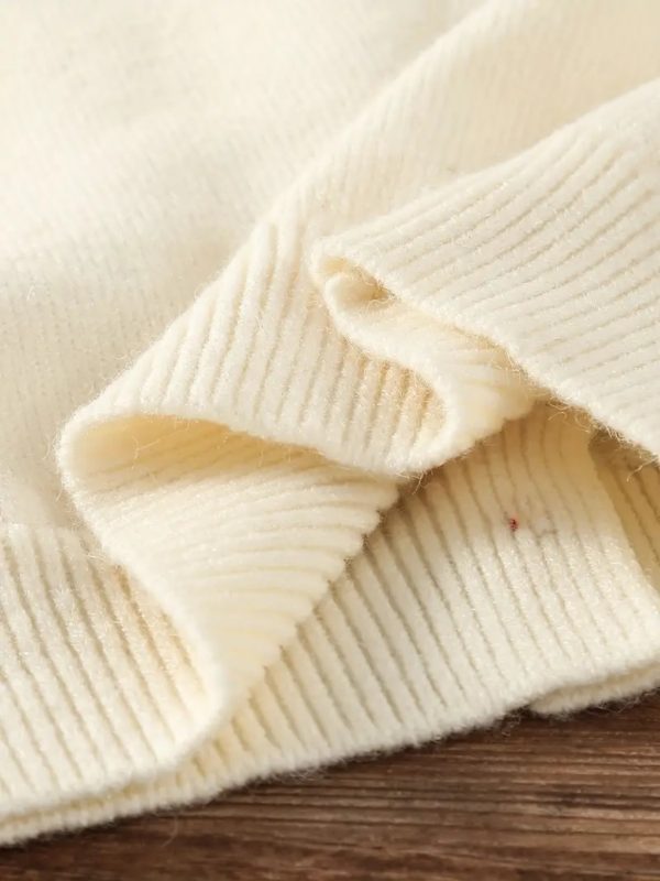 cardigan bej tricotat cu cirese pentru copii fetite cerise