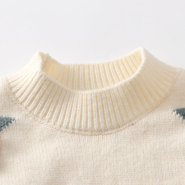 cardigan bej tricotat cu maneci lungi cu flori roz pentru copii fetite daisy