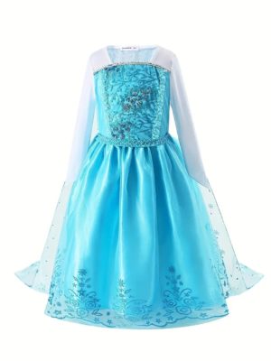 rochie albastra stralucitoare pentru fetite elsa frozen Elsa