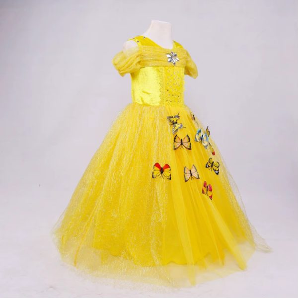 rochie galbena de carnaval pentru copii fetite de festival serbare fairy