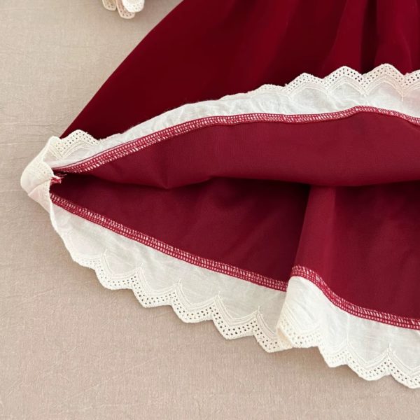 rochie rosie pentru fetite copii cu maneci lungi cindy