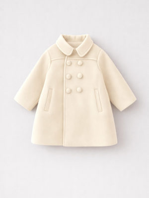 palton bej pentru fetite copii cu nasturi ema