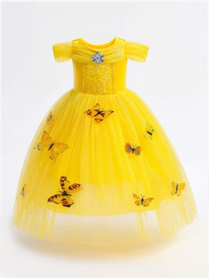 rochie galbena de zana pentru copii fetite de festival serbare fairy