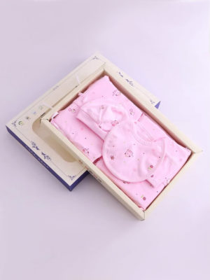 set cadou cu 7 piese pentru bebelusi nou-nascuti baby pink