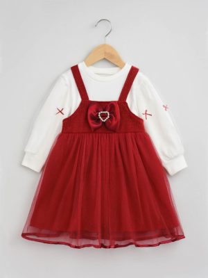 Set cu rochie rosie si bluza alba - Vivi