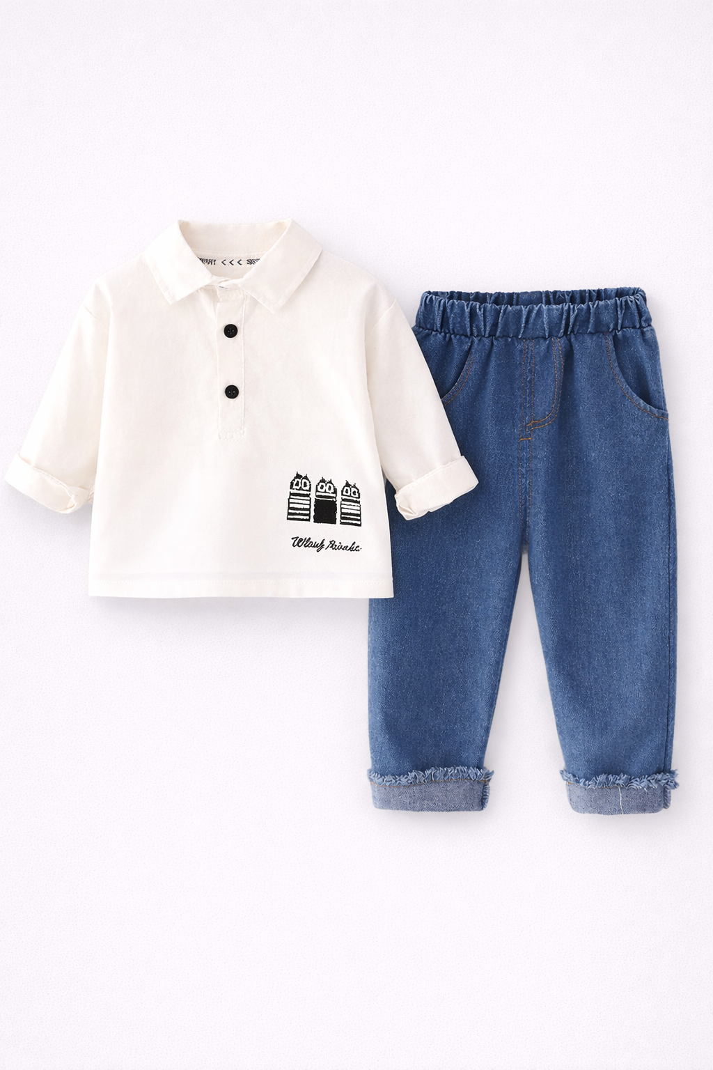 compleu cu doua piese, cu camasa si blugi lungi - Bily compleu cu doua piese, cu camasa si blugi lungi - Bily