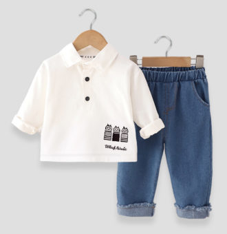 Set de doua piese, cu camasa si blugi lungi - Bily