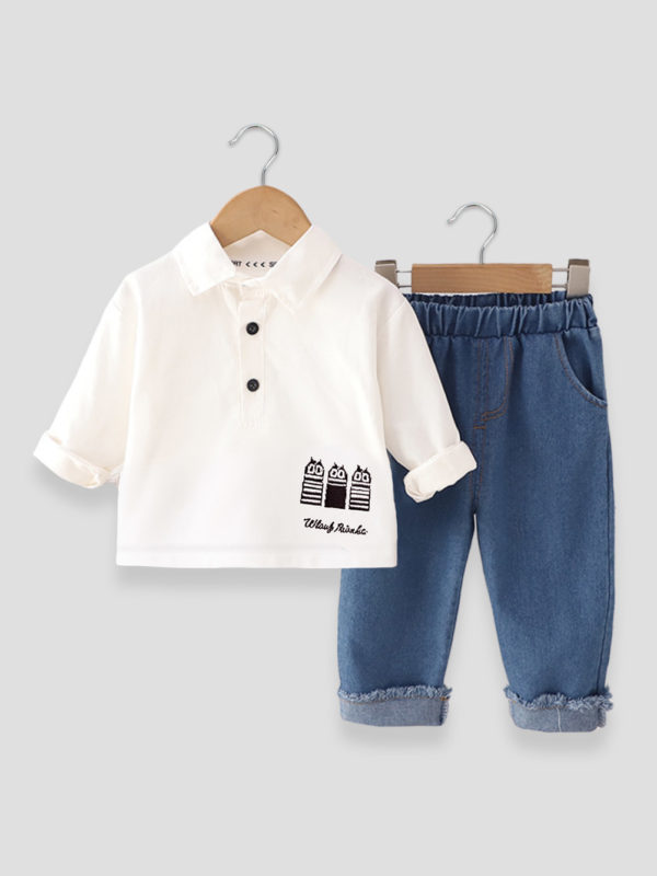 Set de doua piese, cu camasa si blugi lungi - Bily