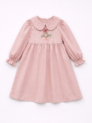 rochie lunga de primavara vara pentru fetite copii roz prafuit vera