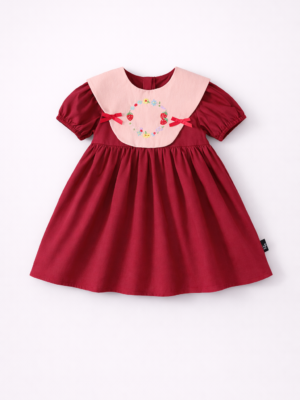 rochie rosie de vara pentru fetite copii cu maneci scurte rochita lunga alette short