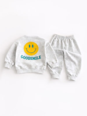 trening gri pentru copii baieti fete fetite set cu bluza si pantaloni gri cu imprimeu set sport pentru copii luke