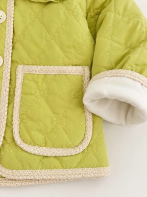 jacheta matlasata pentru toamna iarna primavara pentru copii fetite fete jacheta verde cu ansdturi Issy
