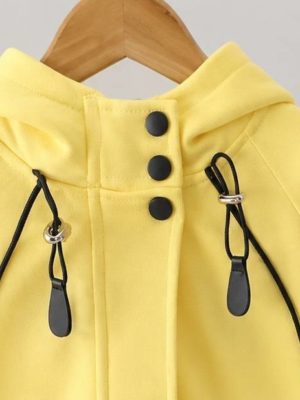 trening galben pentru copii baietei baieti set sport cu hanorac cu gluga si pantaloni l;ungi pentru copii jake