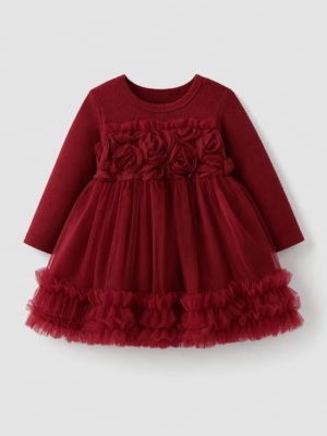 rochie rosie cu fusta de tul rochita rosie pentru fetite rochita pentru craciun gaby