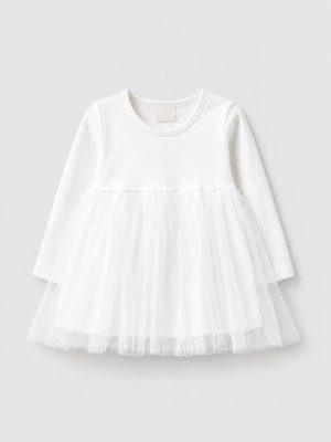 rochie alba cu tul pentru bebeluse bebelusi fetite rochie alba cu maneca scurta pentru copii angelika