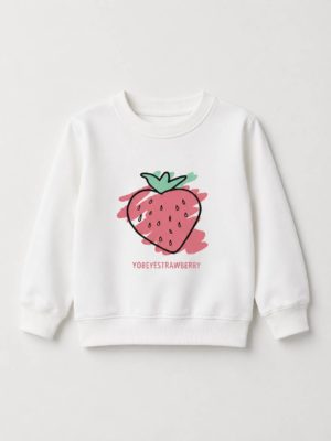bluza alba clasica cu capsuni bluza alba cu maneci lungi pentru copii cartoon