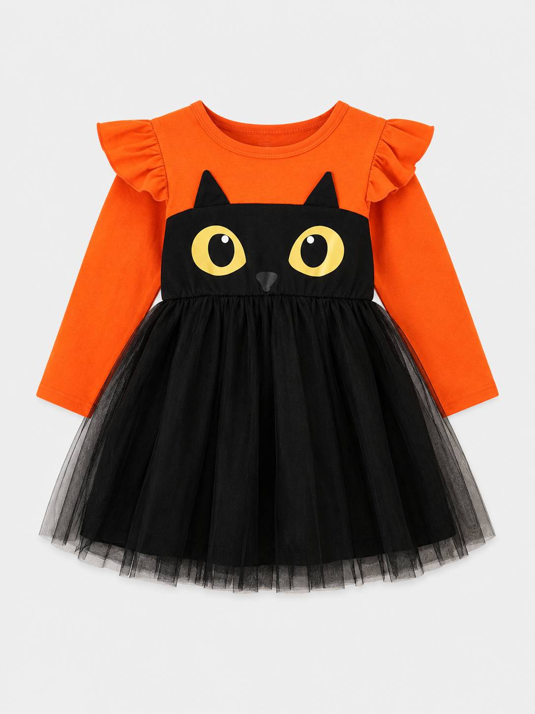 rochie de halloween pentru fete fetite copii cu pisica neagra rochie portocalie cu negru halloween kitty rochie de halloween pentru fete fetite copii cu pisica neagra rochie portocalie cu negru halloween kitty