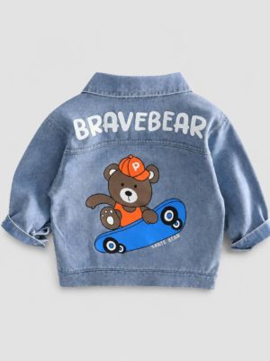 jacheta de blugi pentru copii baietei jacheta din denim cu imprimeu pentru copii hugo
