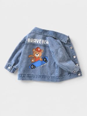 jacheta de blugi pentru copii baietei jacheta din denim cu imprimeu pentru copii hugo
