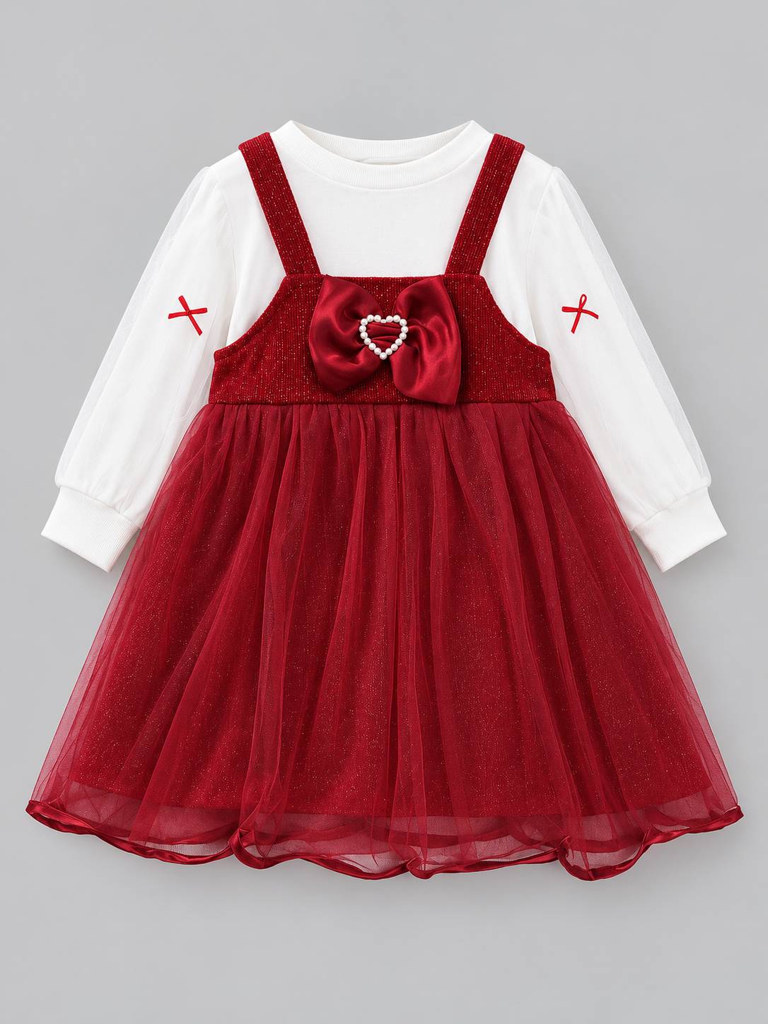 set cu rochie rosie lunga de sarbatori craciun si bluza alba pentru fetite vivi set cu rochie rosie lunga de sarbatori craciun si bluza alba pentru fetite vivi